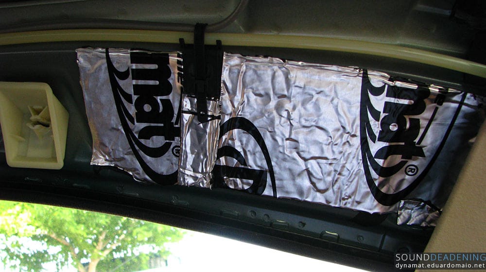 C pillar area covered by the headliner with Dynamat Extreme